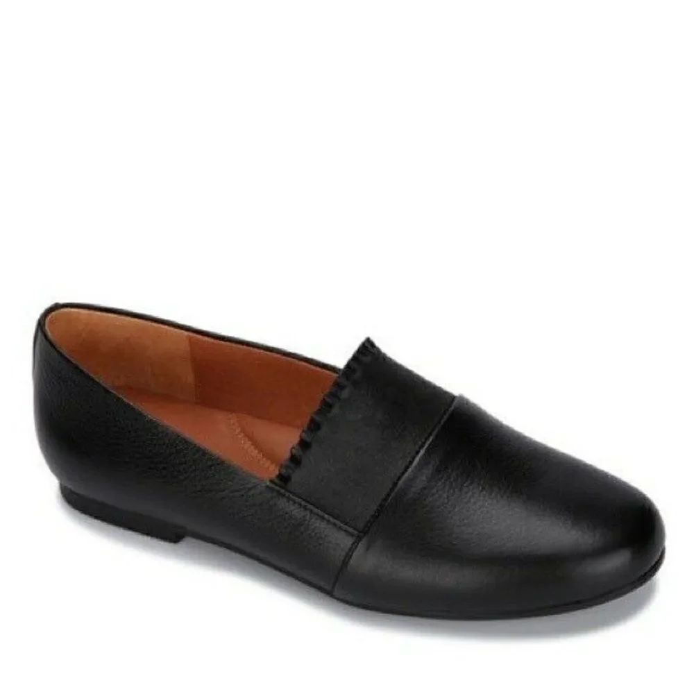 Gentle Souls Black Leather Eugene Ruffle Comfort Flats 5.5M New